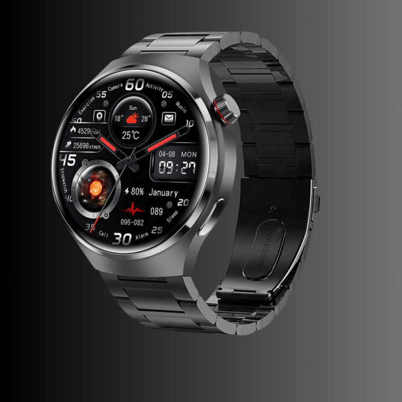 Smartwatch GT4 - 1 Pulseira em Aço, Ganhe + 2 Pulseiras em Silicone de Brinde